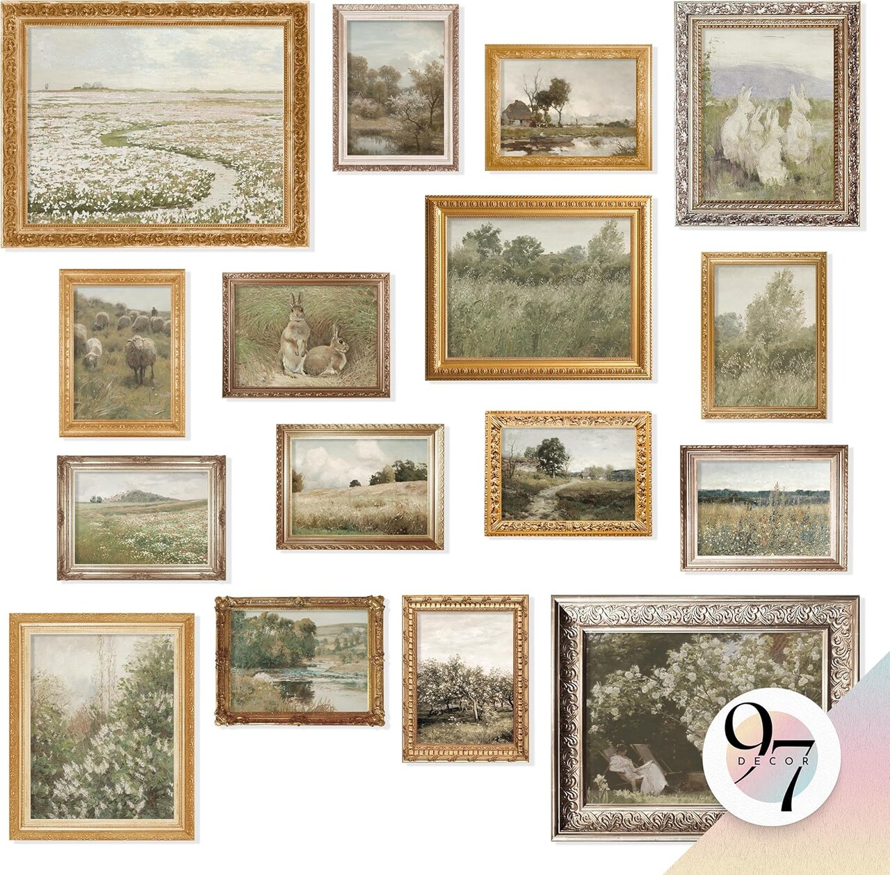 Large 11x14 French Country Wall Art Decor - Vintage Wall Art Prints, Farmhouse Wall Decor Vintage Botanical Print, Nature Poster Landscape Painting Spring Pictures For Bedroom (Unframed)